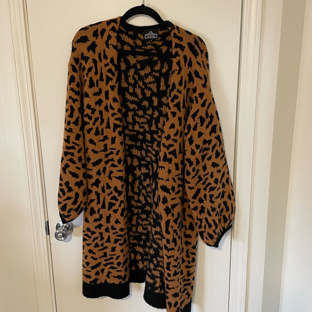 Angie Animal Print Duster with Balloon Sleeves